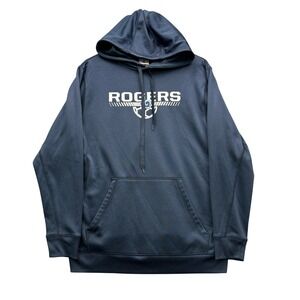BSN SPORTS Hoodie Mens Medium Navy Blue Long Sleeve Rogers Graphic Fleece